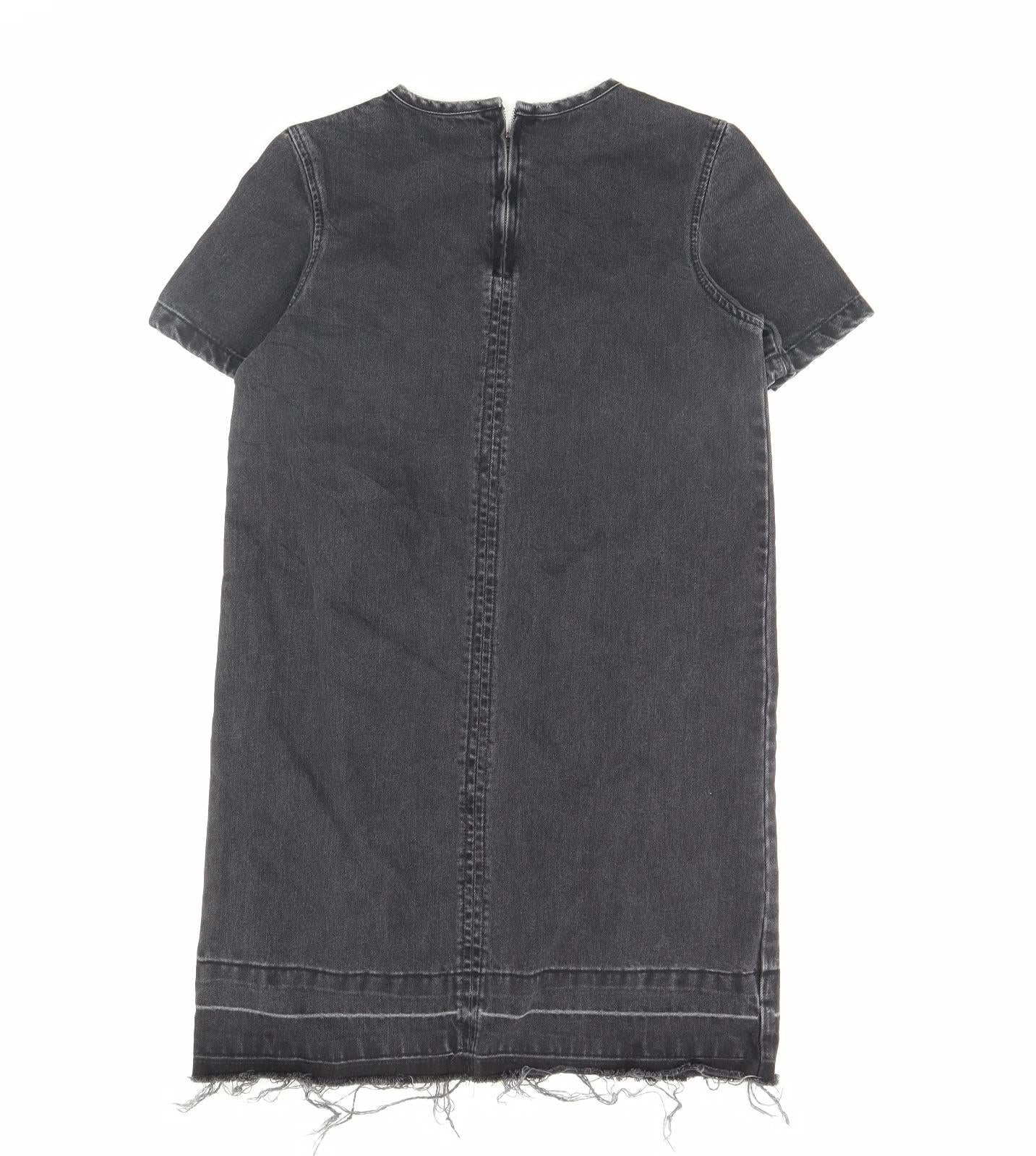 River Island Womens Black  Denim Pinafore/Dungaree Dress  Size 8