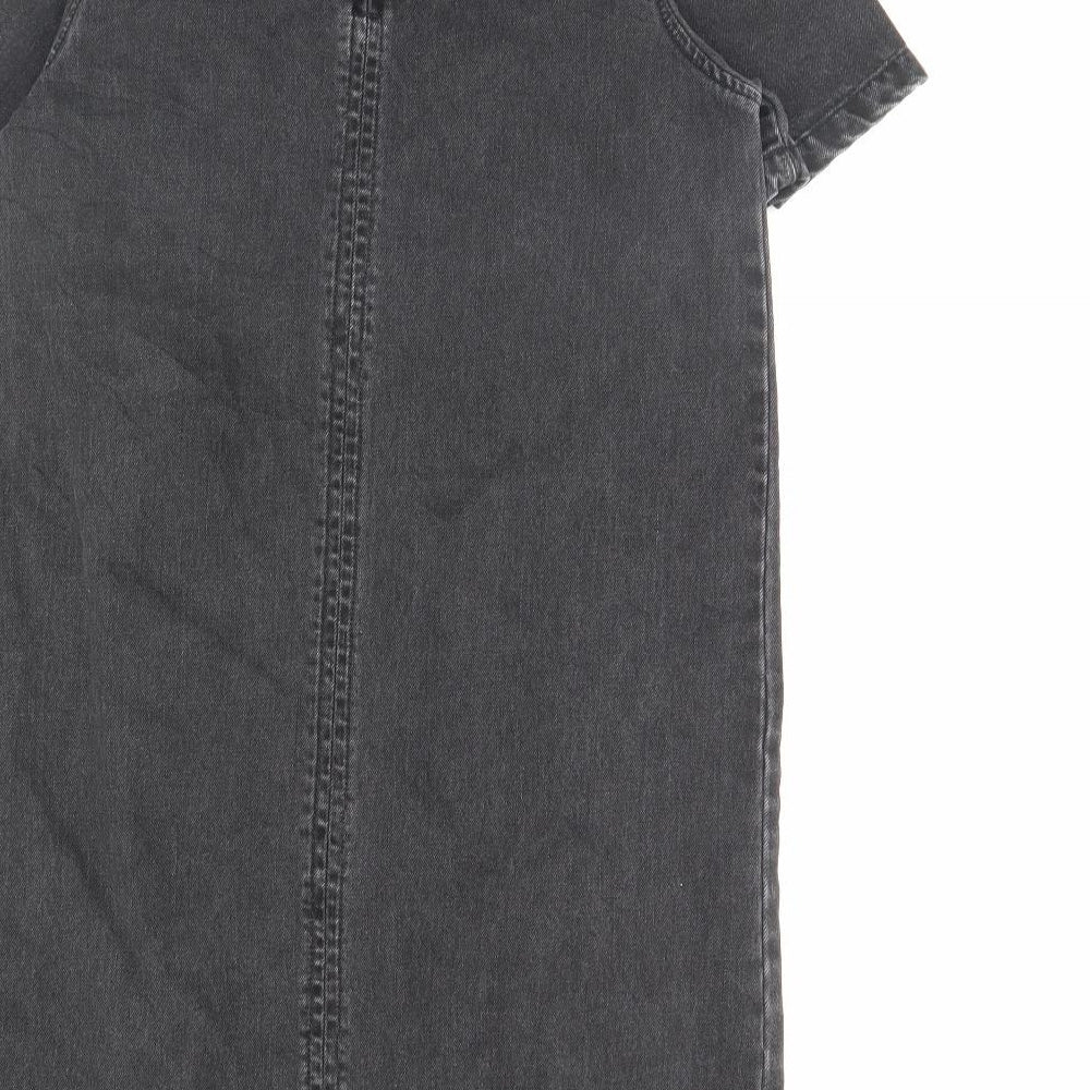 River Island Womens Black  Denim Pinafore/Dungaree Dress  Size 8