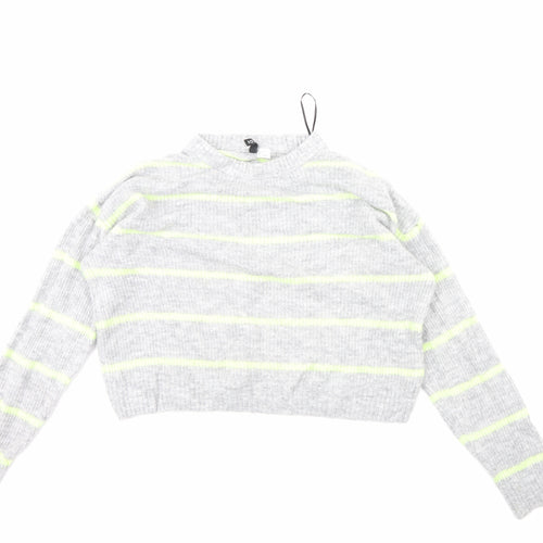 Divided Womens Grey Striped  Pullover Jumper Size S