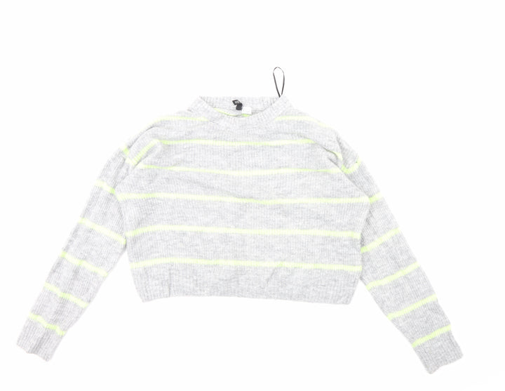 Divided Womens Grey Striped  Pullover Jumper Size S