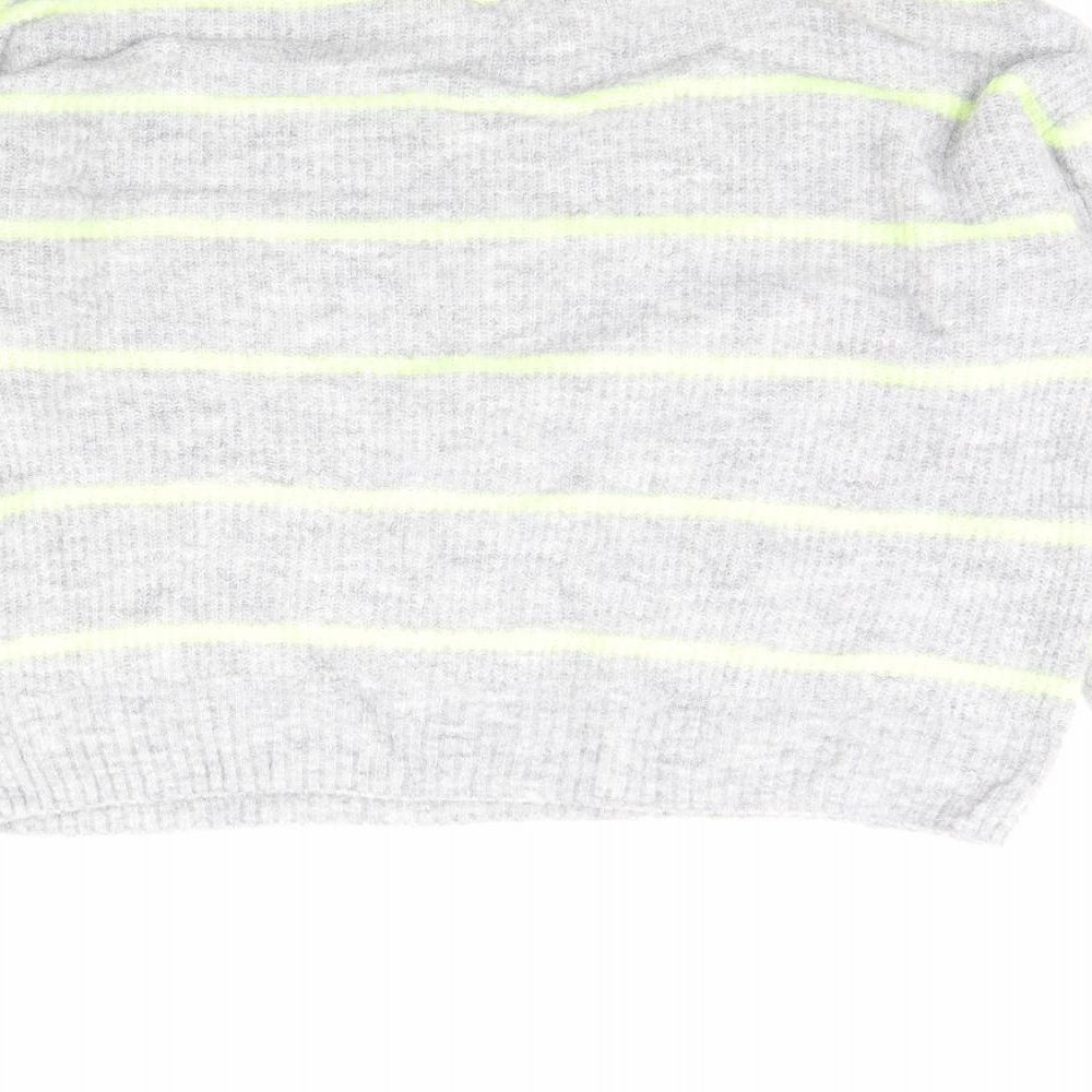 Divided Womens Grey Striped  Pullover Jumper Size S