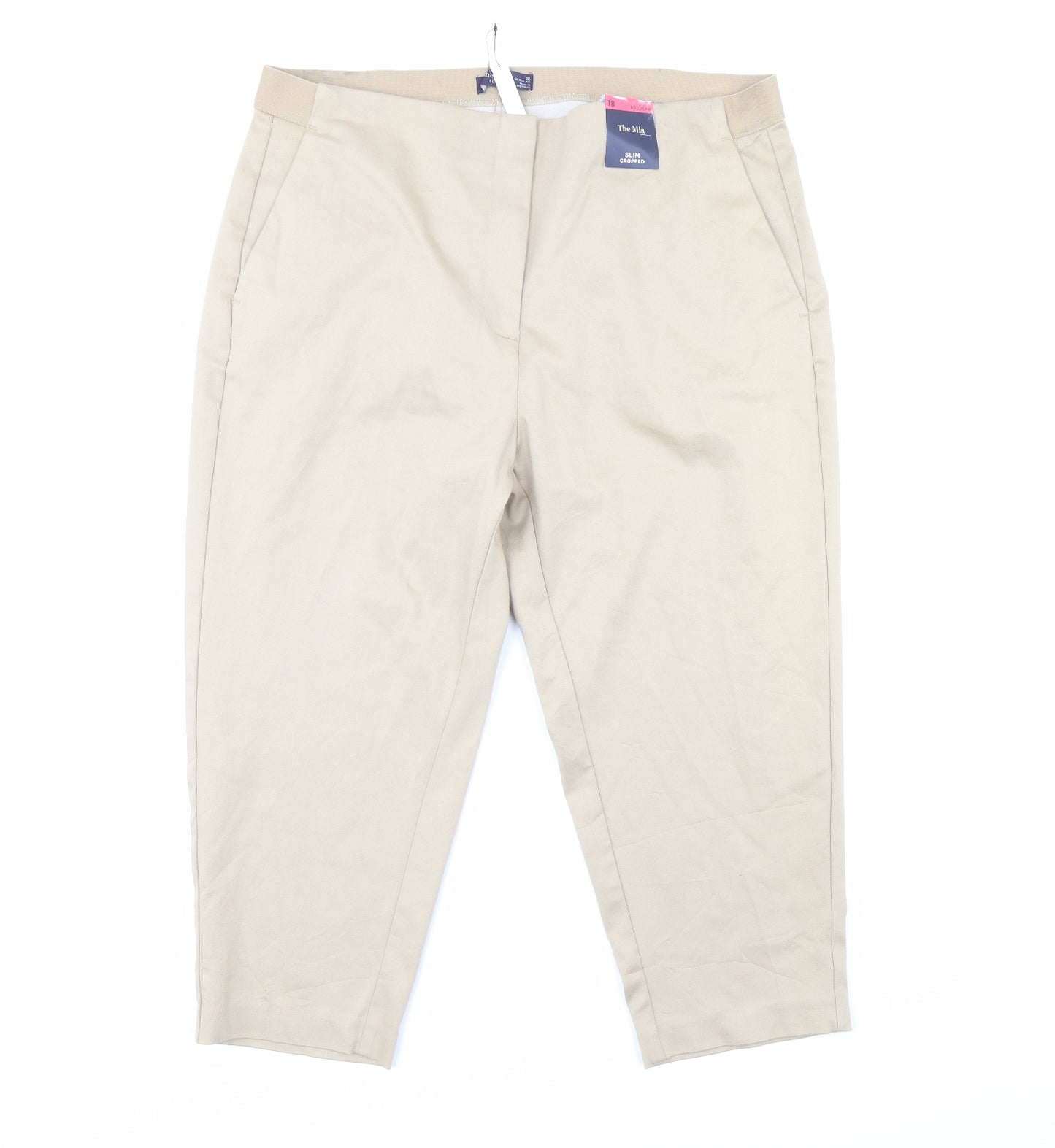 m&S Womens Beige   Cropped Trousers Size 18 L20 in
