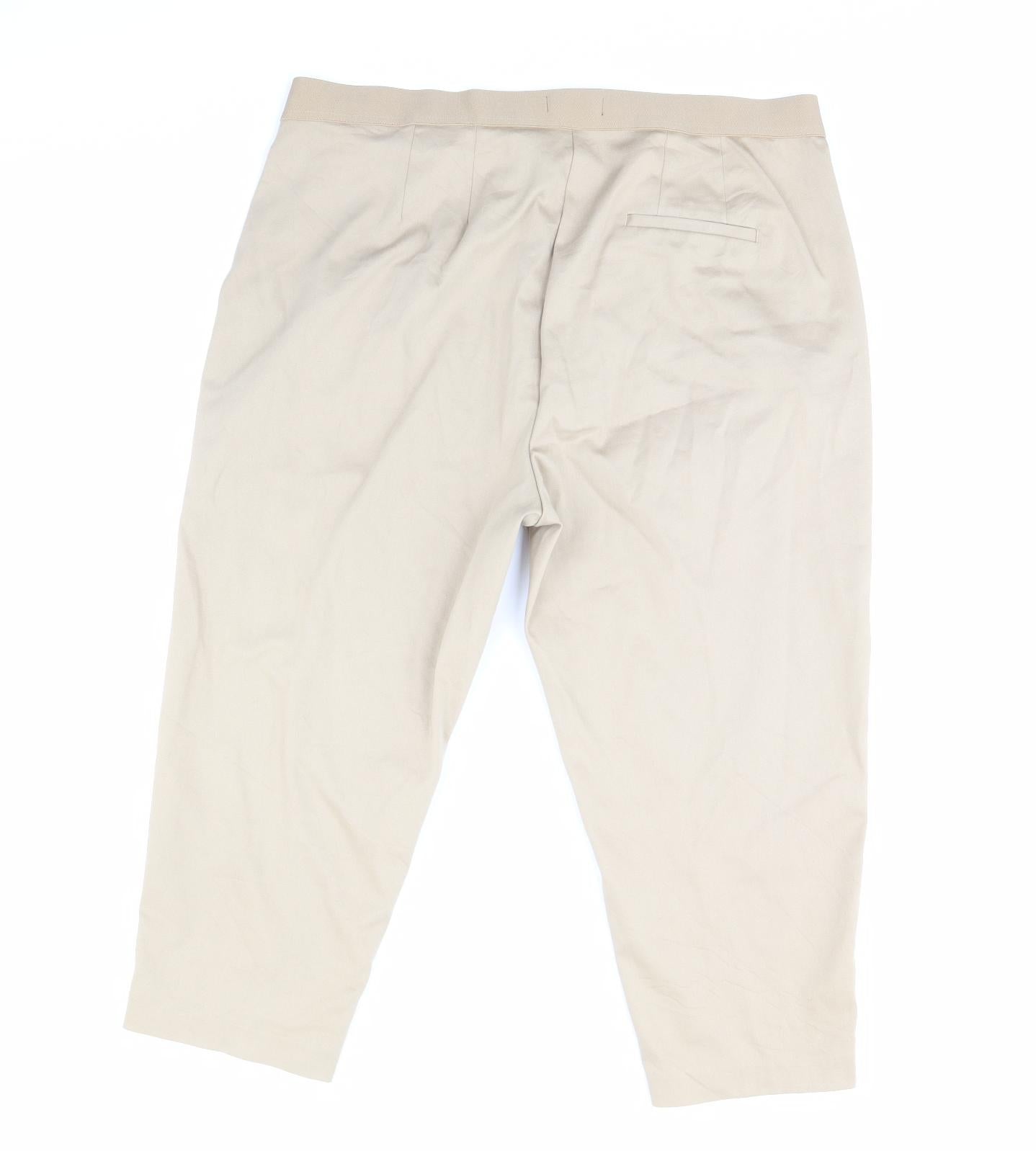 m&S Womens Beige   Cropped Trousers Size 18 L20 in