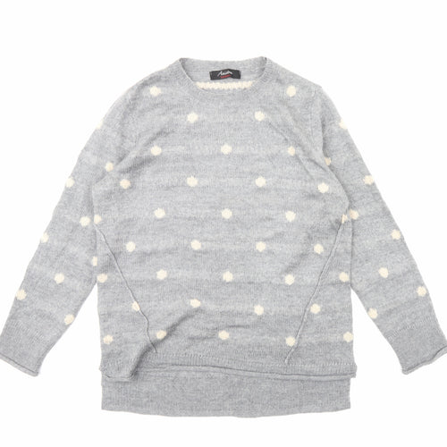 Aniston Womens Grey Polka Dot  Pullover Jumper Size 10