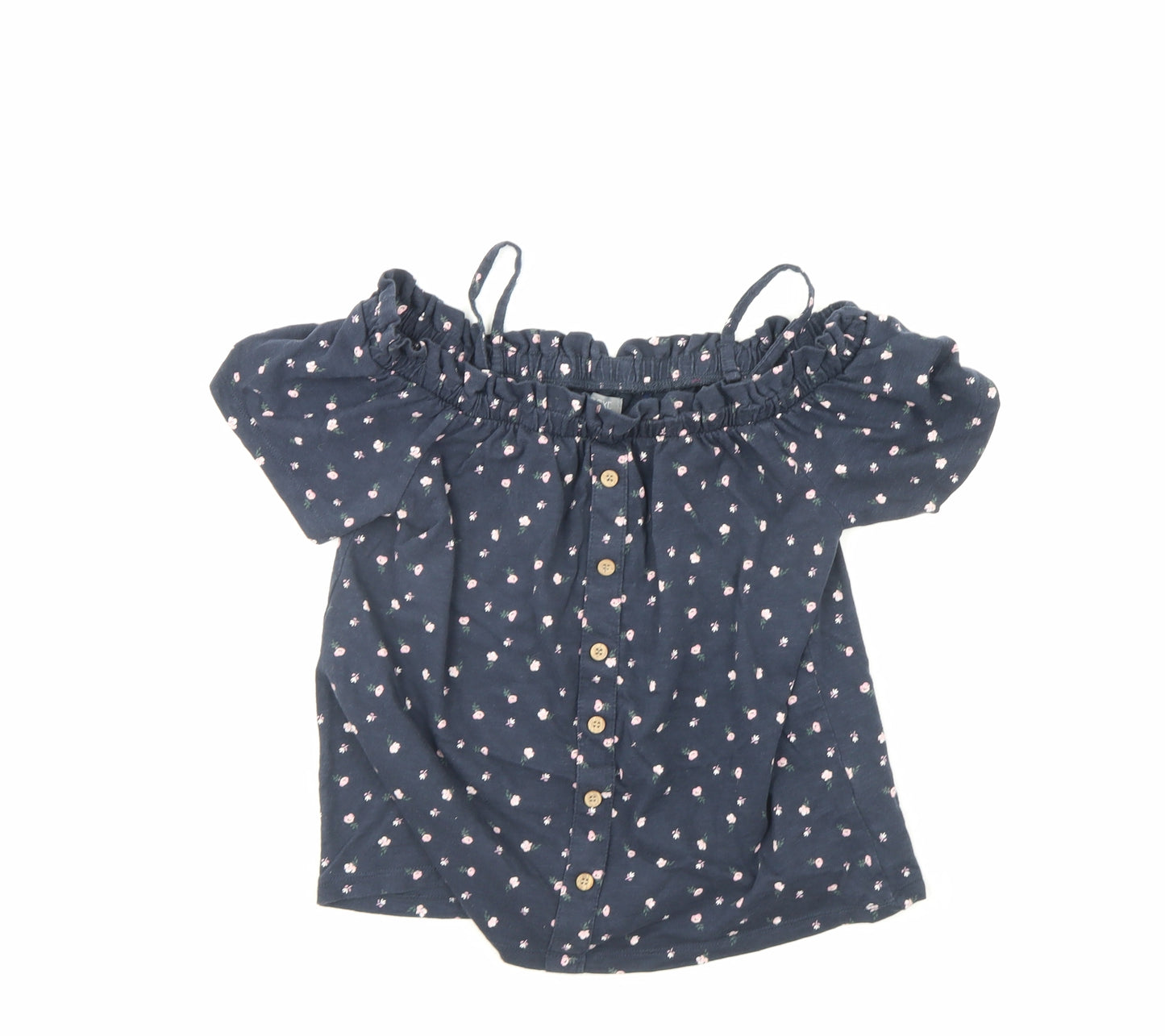 NEXT Girls Blue Floral  Basic Blouse Size 10 Years