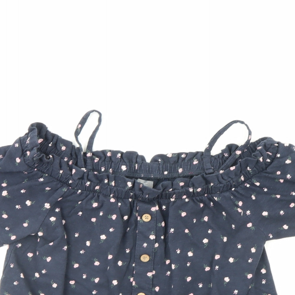 NEXT Girls Blue Floral  Basic Blouse Size 10 Years
