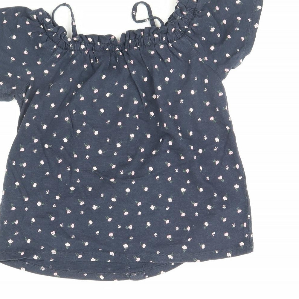 NEXT Girls Blue Floral  Basic Blouse Size 10 Years