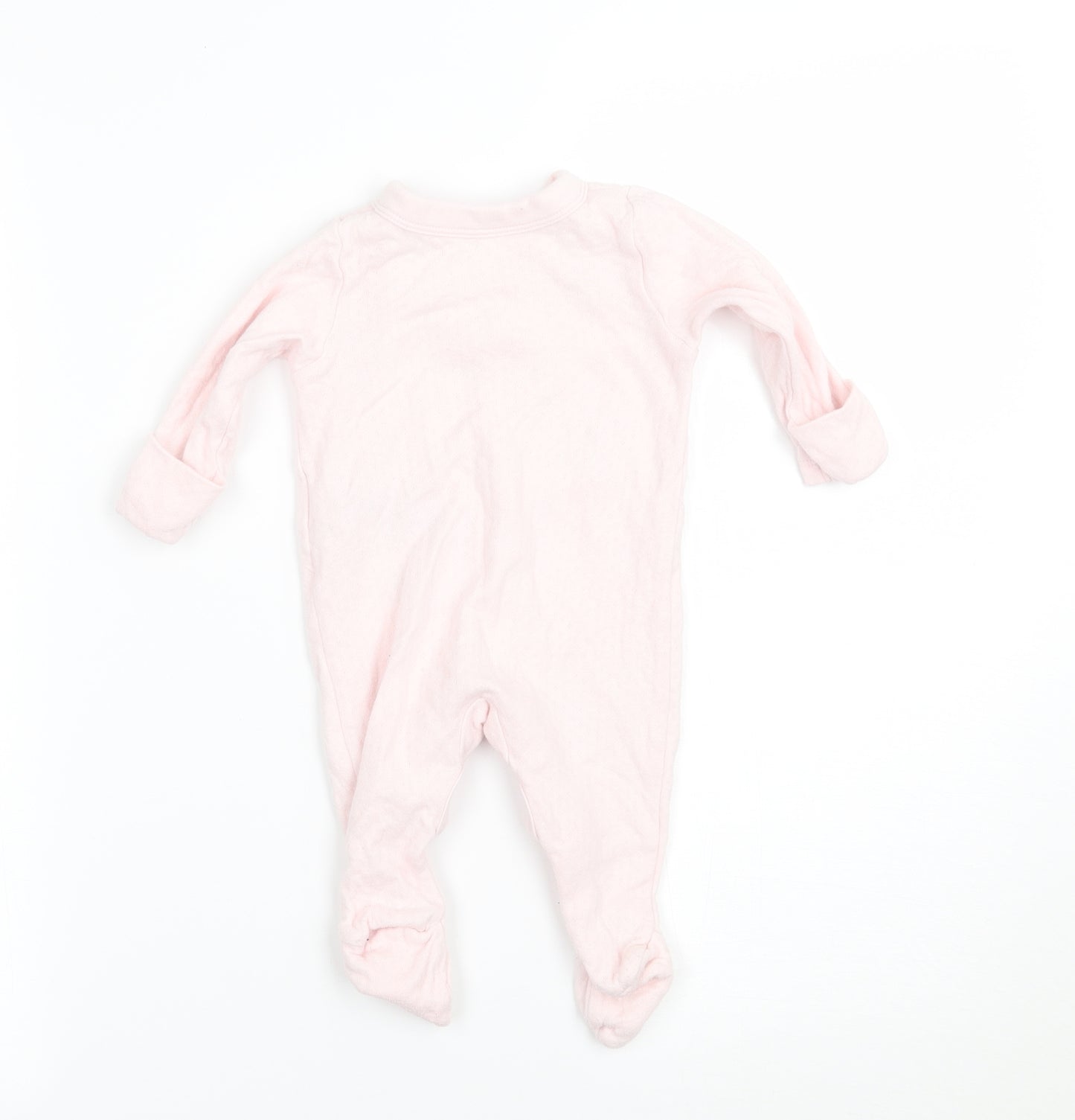 Marks and Spencer Girls Pink Flecked  Babygrow One-Piece Size 0-3 Months  - BUILT IN MITTENS