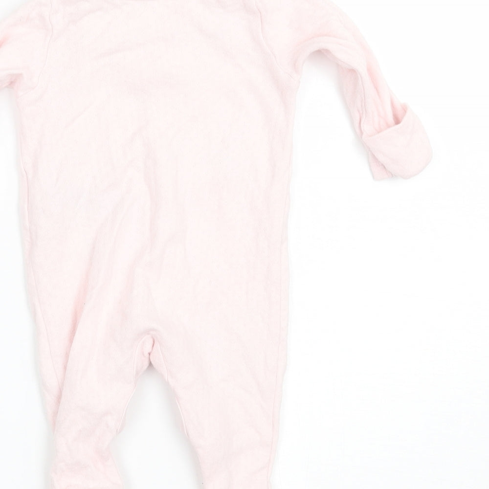 Marks and Spencer Girls Pink Flecked  Babygrow One-Piece Size 0-3 Months  - BUILT IN MITTENS