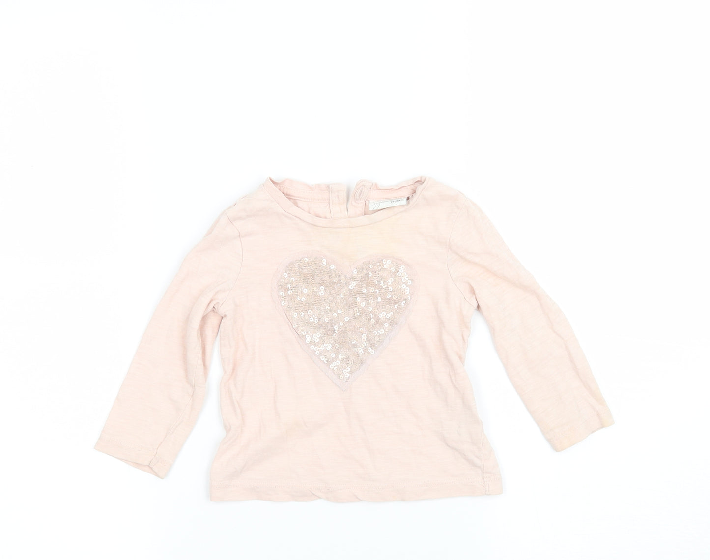 NEXT Girls Orange   Basic T-Shirt Size 6-9 Months  - Sequin heart
