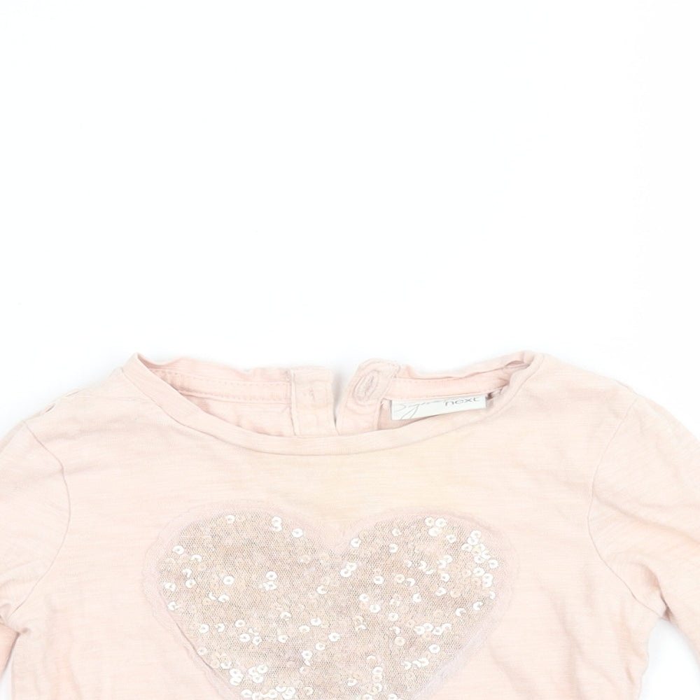 NEXT Girls Orange   Basic T-Shirt Size 6-9 Months  - Sequin heart
