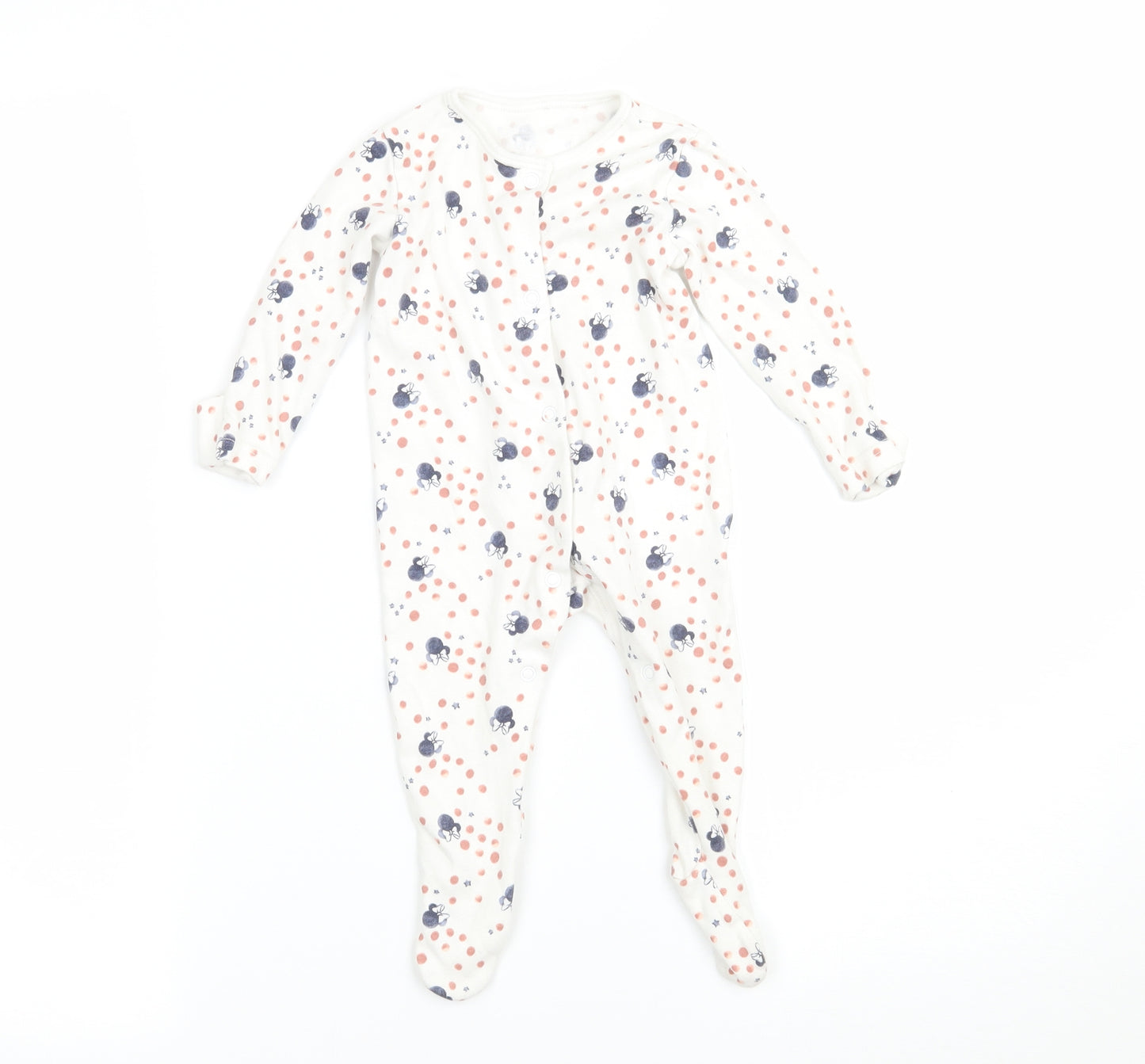 George Girls Beige Geometric  Babygrow One-Piece Size 3-6 Months  - Disney Minnie Mouse