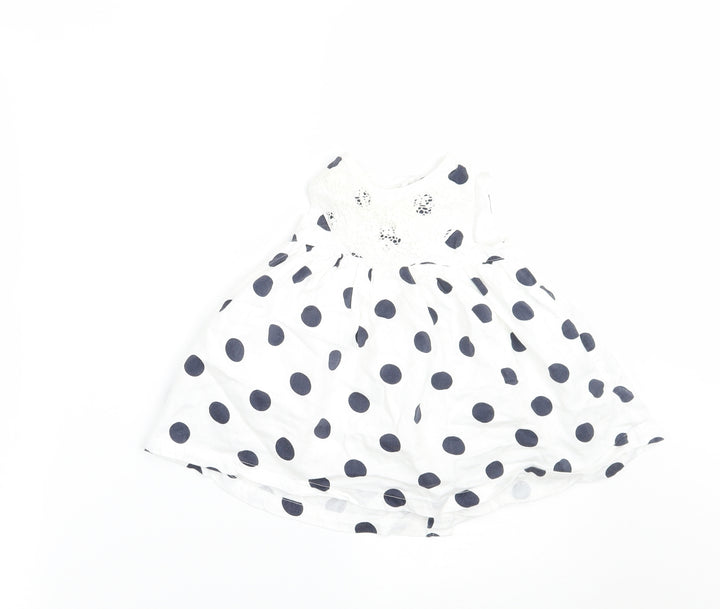 mamas & papas Girls White Polka Dot A-Line Size 3-6 Months