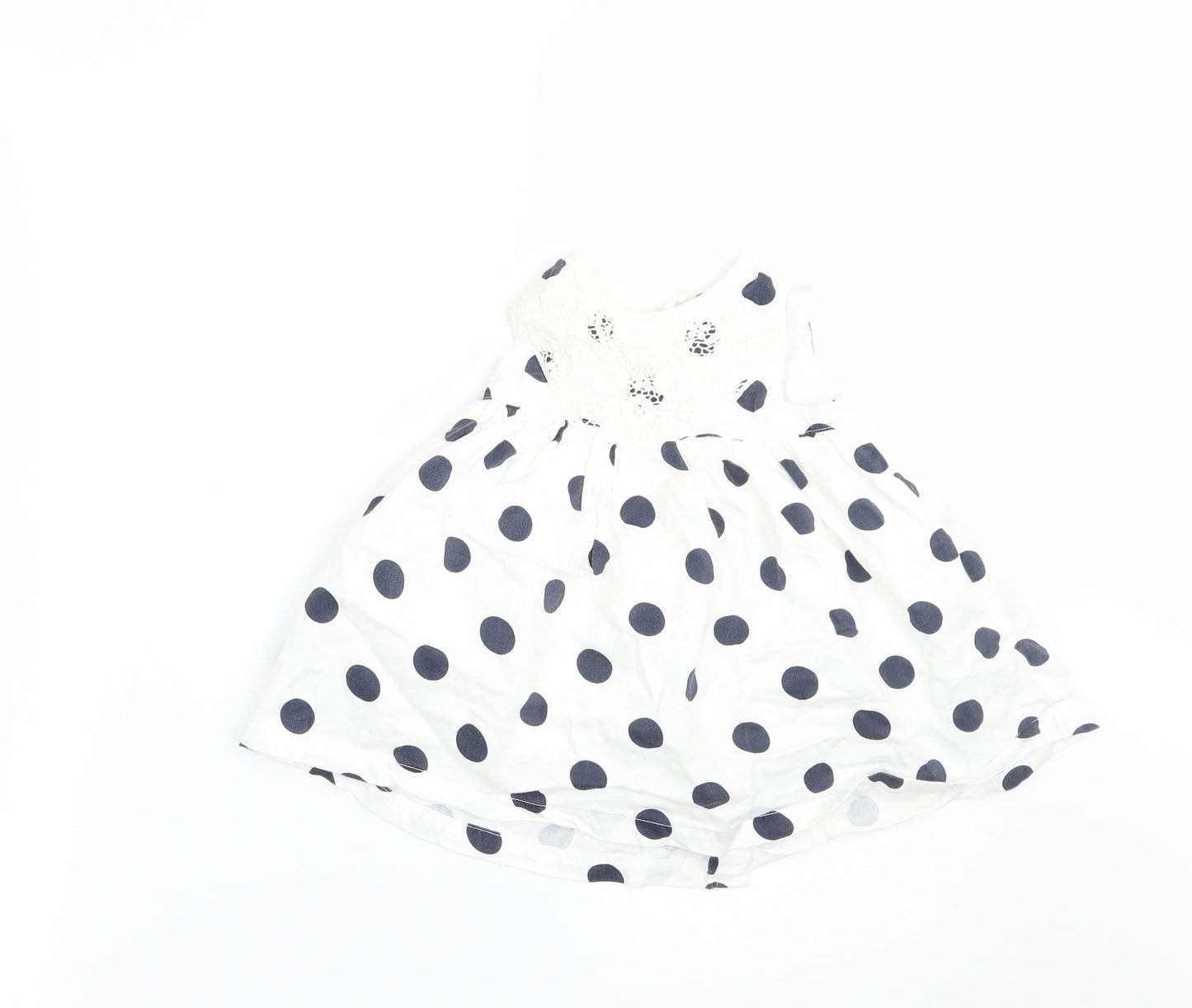 mamas & papas Girls White Polka Dot  A-Line  Size 3-6 Months