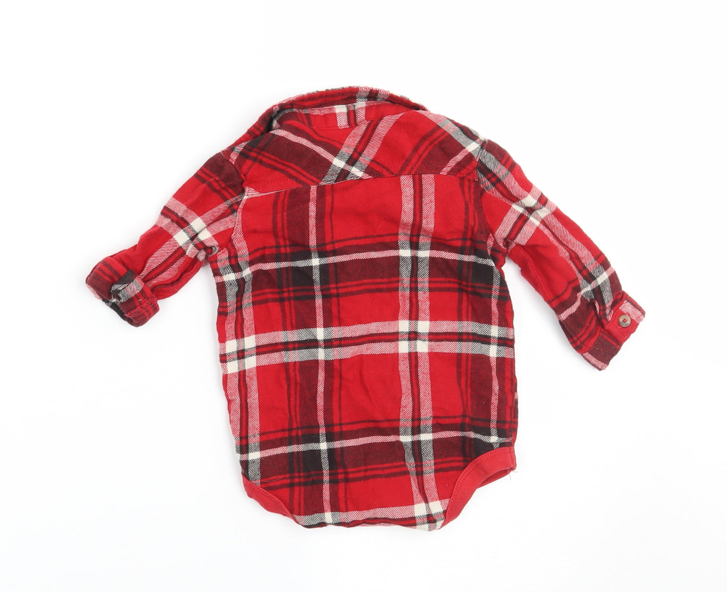 George Boys Red Check  Basic Button-Up Size 3-6 Months  - vest bottom