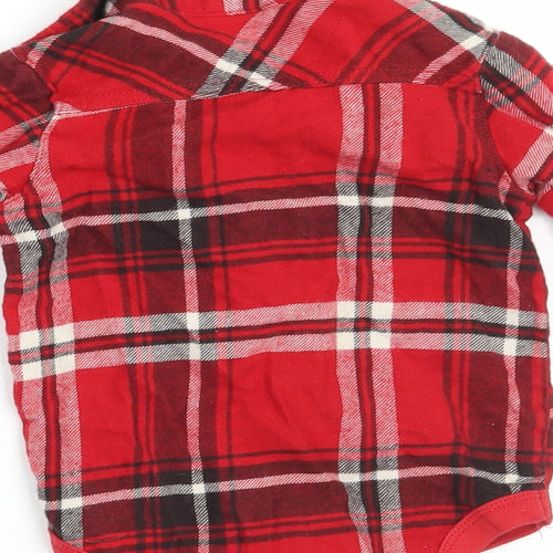 George Boys Red Check  Basic Button-Up Size 3-6 Months  - vest bottom