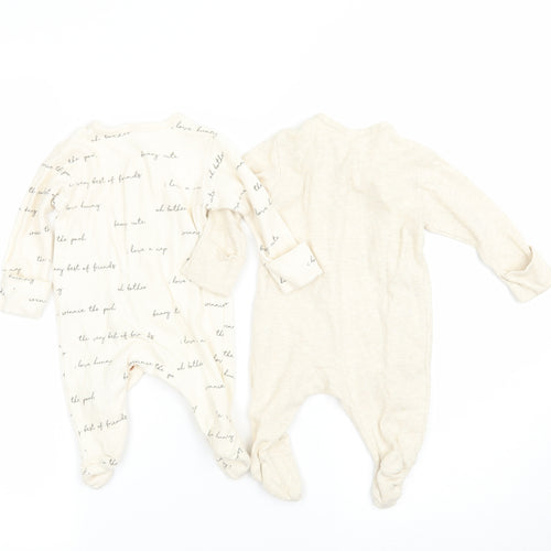 George Baby Beige Geometric  Babygrow One-Piece Size 0-3 Months  - disney pack of two