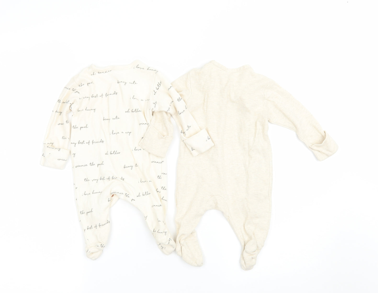 George Baby Beige Geometric  Babygrow One-Piece Size 0-3 Months  - disney pack of two