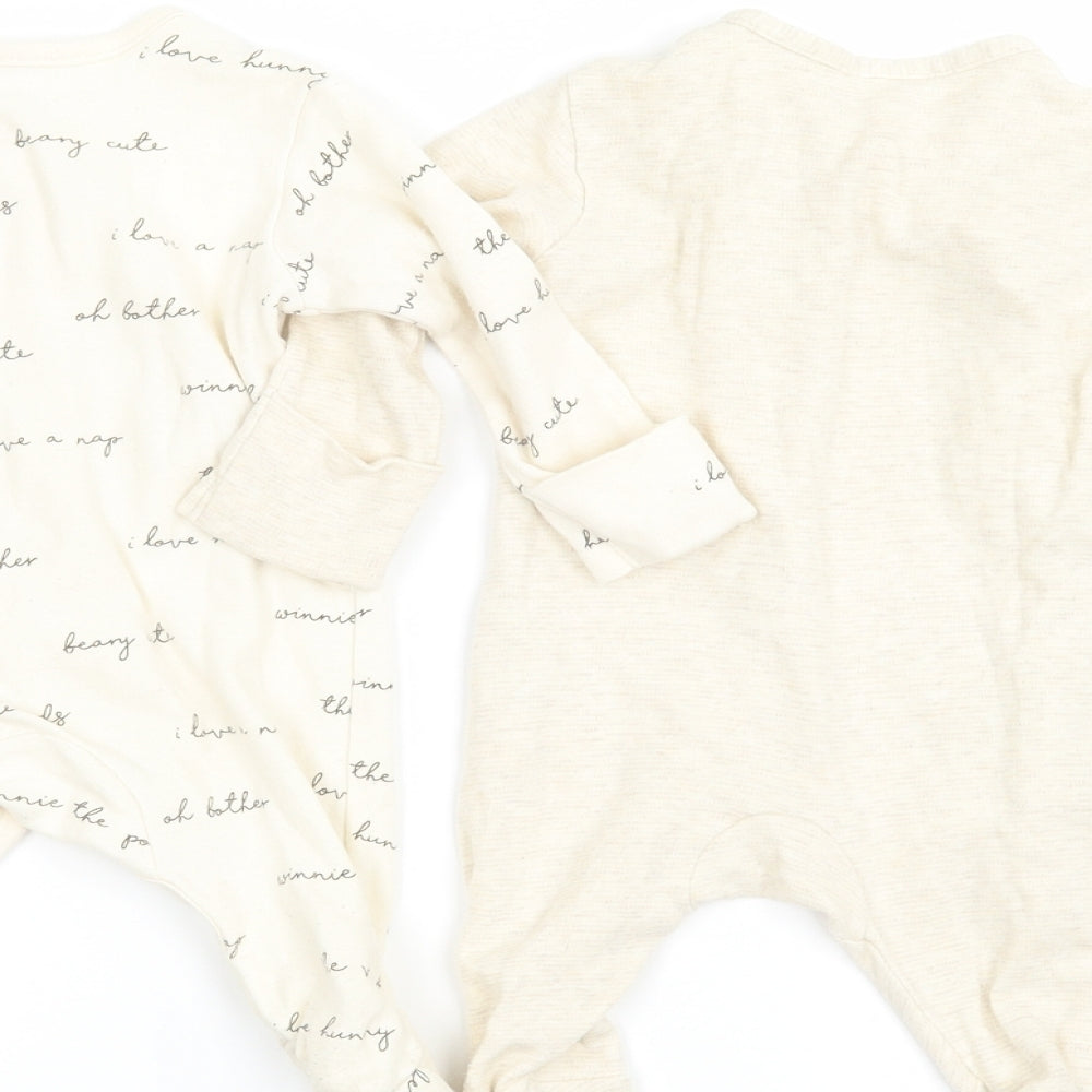 George Baby Beige Geometric  Babygrow One-Piece Size 0-3 Months  - disney pack of two