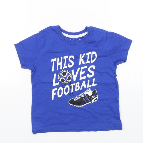 Primark Boys Blue   Basic T-Shirt Size 2-3 Years  - This kid loves football