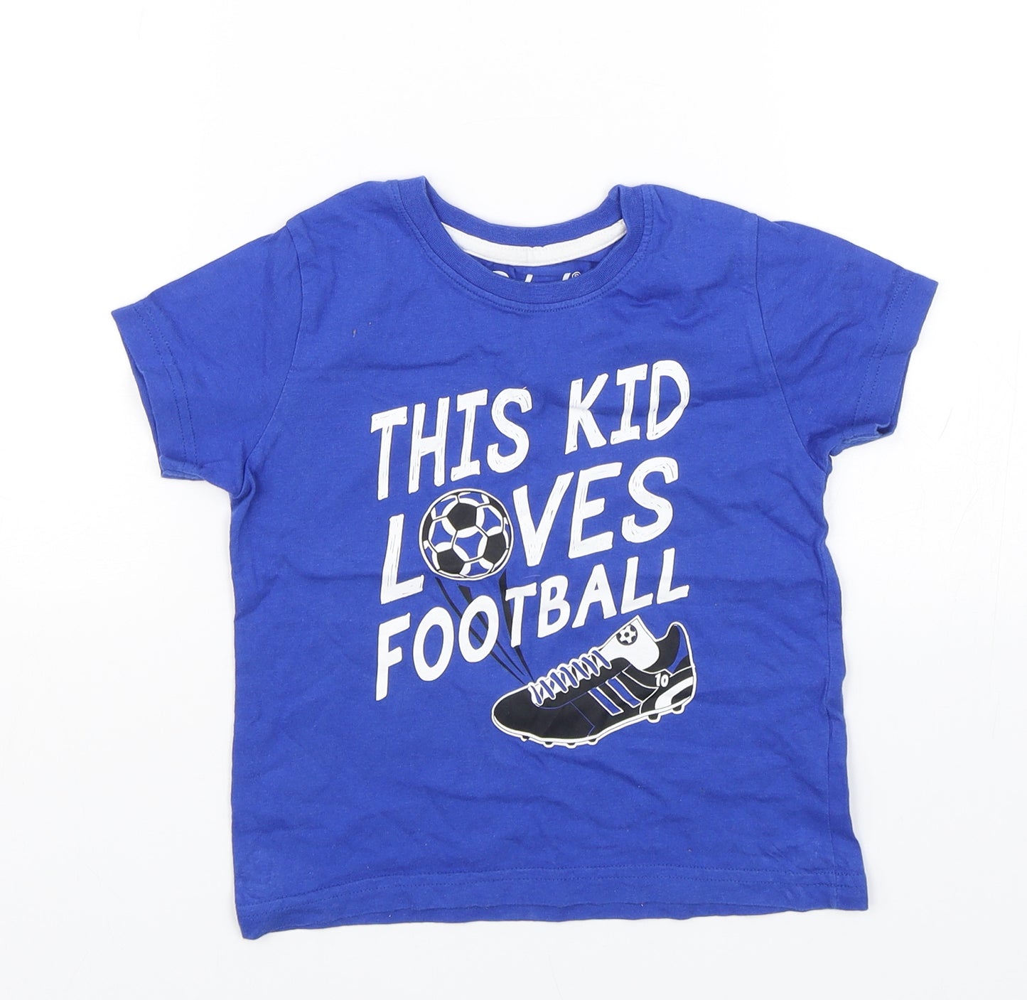 Primark Boys Blue   Basic T-Shirt Size 2-3 Years  - This kid loves football