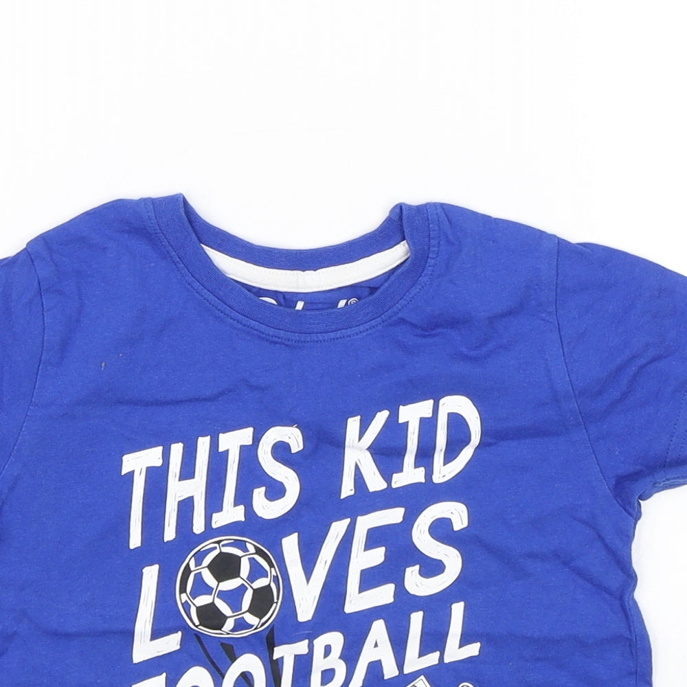 Primark Boys Blue   Basic T-Shirt Size 2-3 Years  - This kid loves football