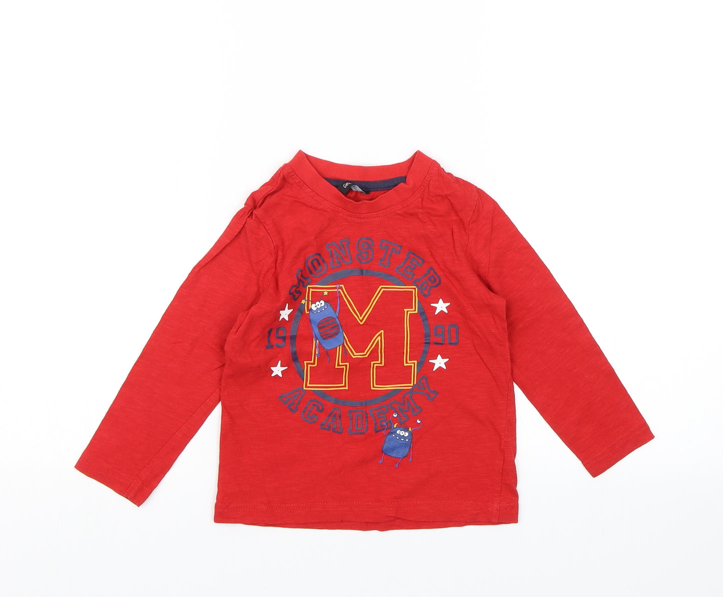 George Boys Red   Basic T-Shirt Size 2-3 Years  - Monsters Academy