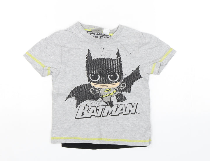 Primark Boys Grey   Basic T-Shirt Size 2-3 Years  - Batman