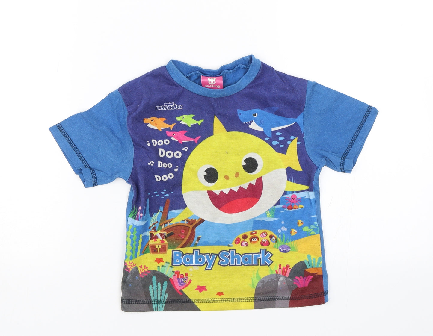 Pinkfong Boys Blue   Basic T-Shirt Size 2-3 Years  - Baby Shark