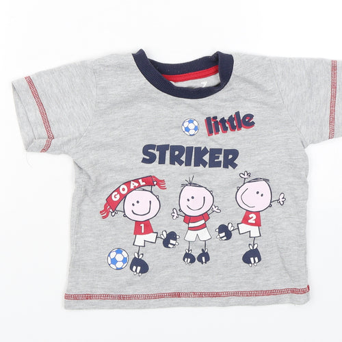 Matalan Baby Grey   Basic T-Shirt Size 9-12 Months  - Little striker