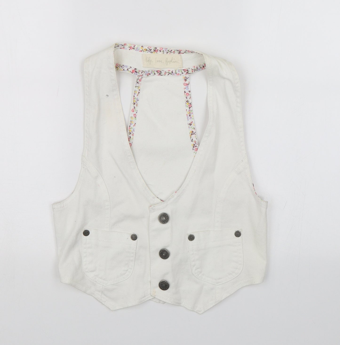 E-vie Womens White   Vest Jumper Size S