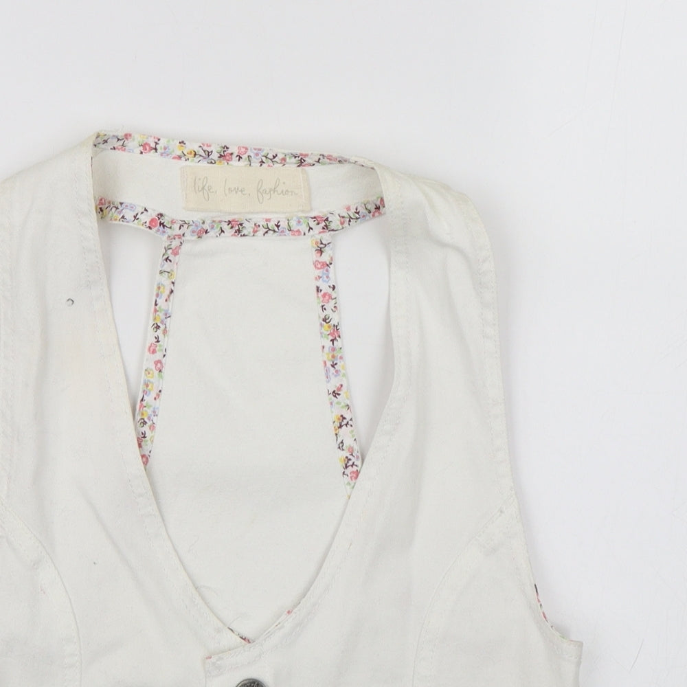 E-vie Womens White   Vest Jumper Size S