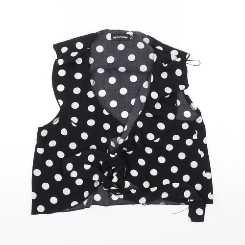 PRETTYLITTLETHING Womens Black Polka Dot  Basic Blouse Size 12