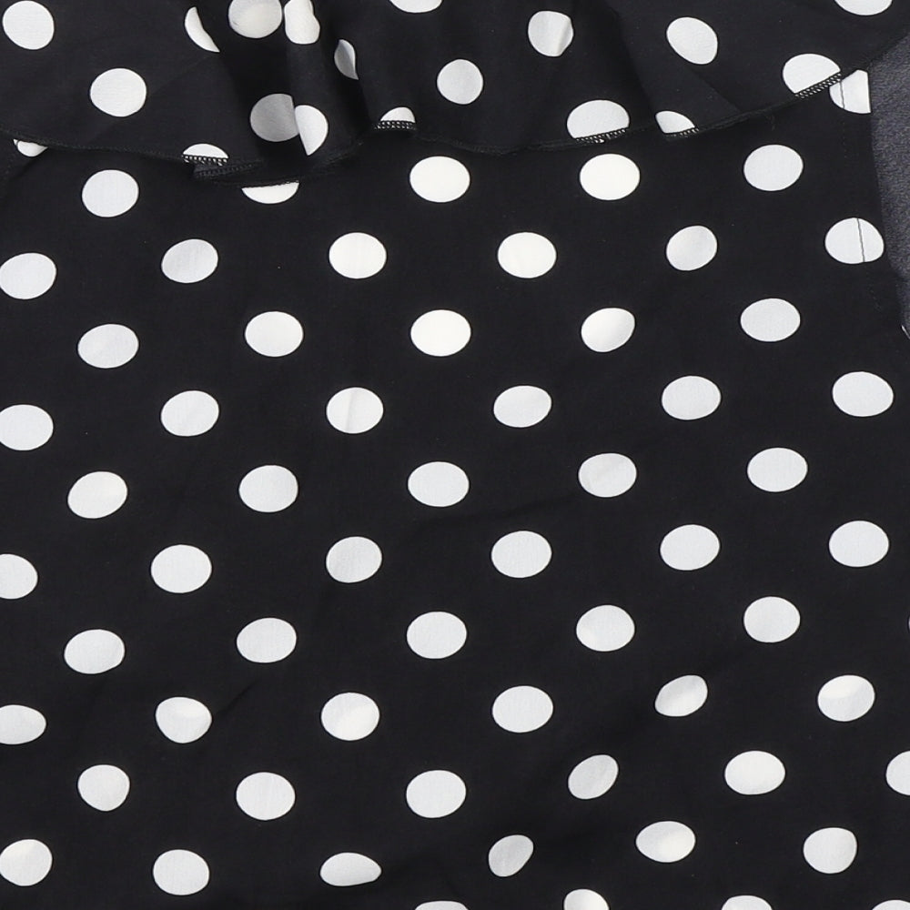 PRETTYLITTLETHING Womens Black Polka Dot  Basic Blouse Size 12