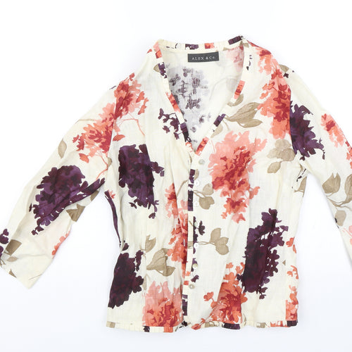 Alex & Co Womens Beige Floral  Jacket  Size 10