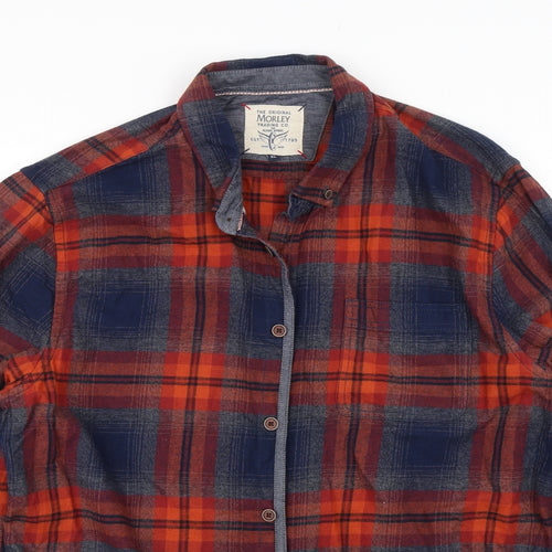 The Original Morley Trading Co Mens Blue Plaid   Button-Up Size XL