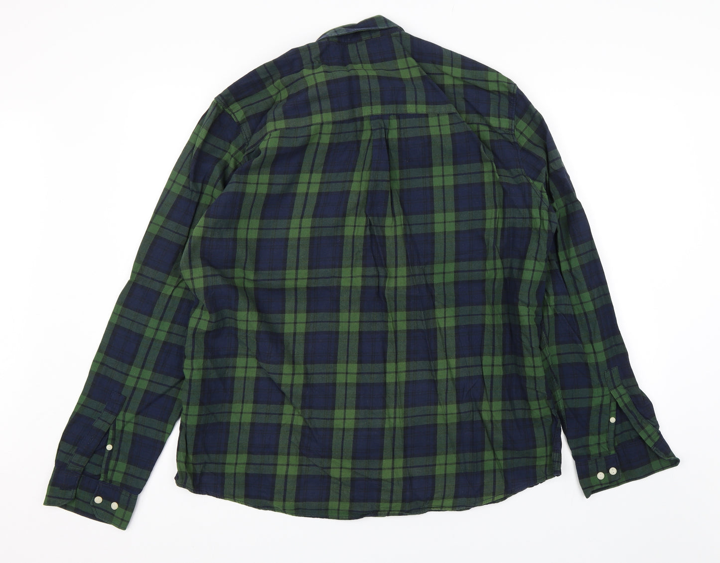 Easy Mens Green Plaid   Button-Up Size XL