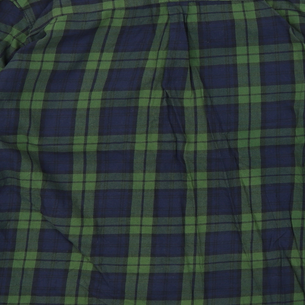 Easy Mens Green Plaid   Button-Up Size XL
