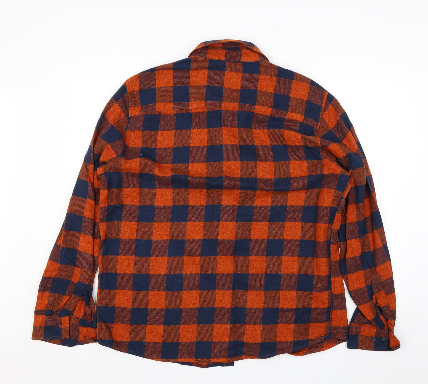 ACW85 Mens Orange Plaid   Button-Up Size XL
