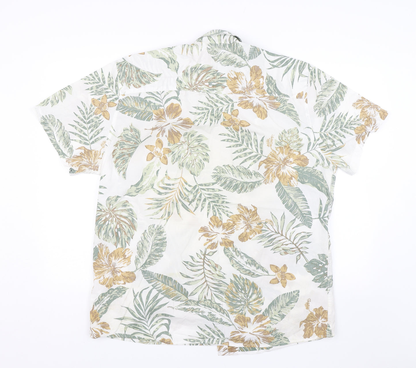 ACW85 Mens White Floral   Button-Up Size XL