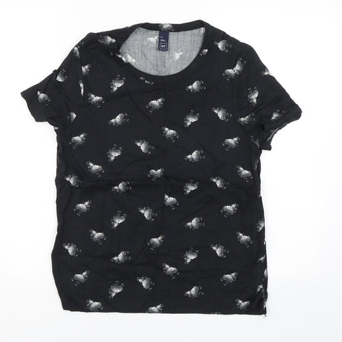 Gap Womens Black Floral  Basic T-Shirt Size XS