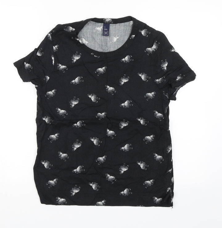 Gap Womens Black Floral Basic T-Shirt Size XS