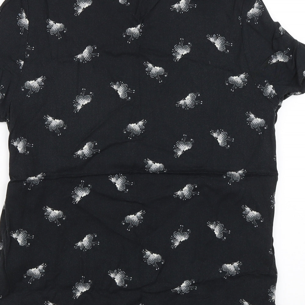 Gap Womens Black Floral  Basic T-Shirt Size XS
