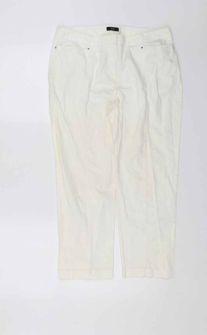 M&Co Womens White   Chino Trousers Size 12 L22 in