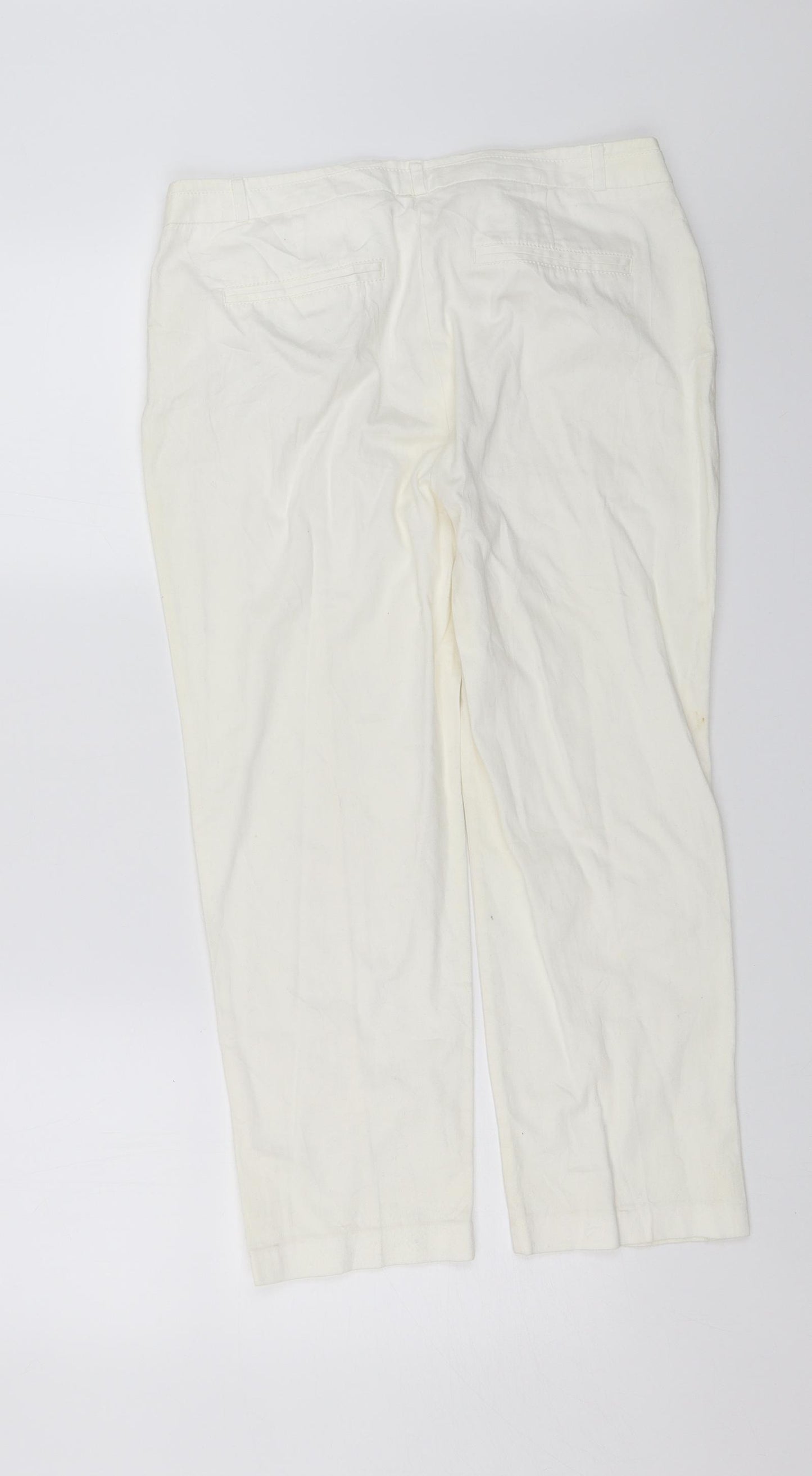 M&Co Womens White   Chino Trousers Size 12 L22 in