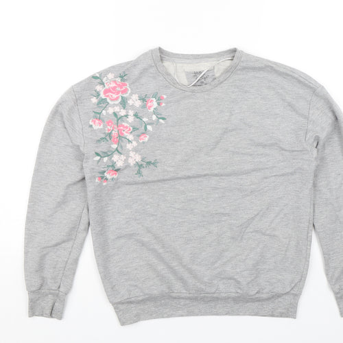 Love to Lounge  Womens Grey Floral  Pullover Jumper Size XS