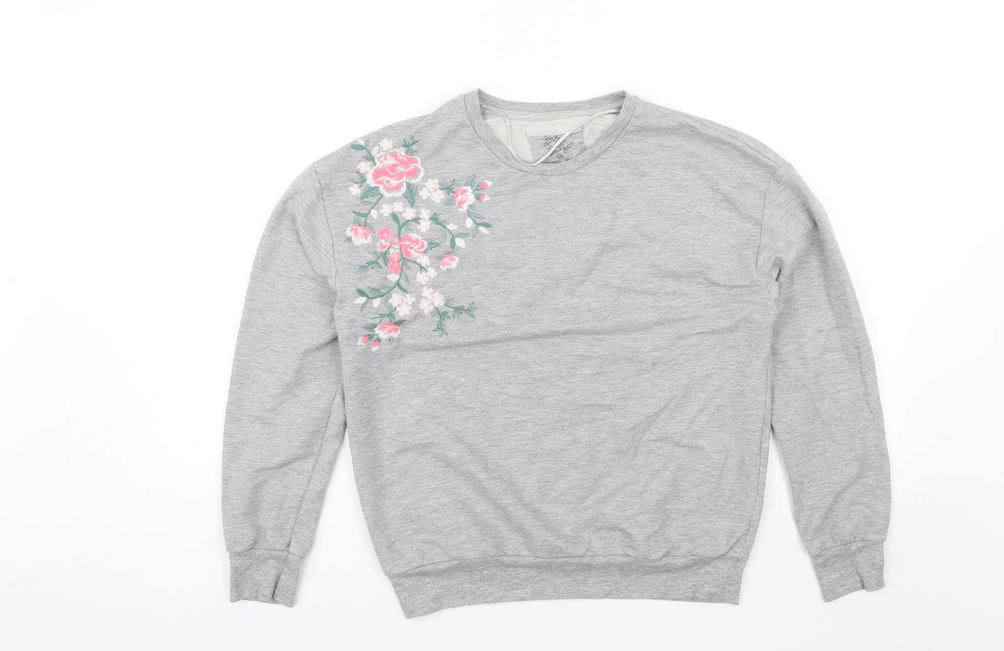 Love to Lounge  Womens Grey Floral  Pullover Jumper Size XS