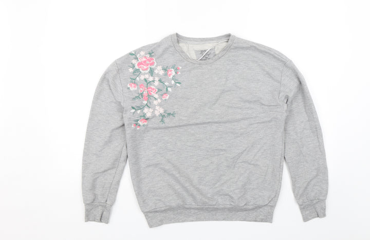 Love to Lounge  Womens Grey Floral  Pullover Jumper Size XS