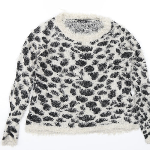 George Womens Black Animal Print  Pullover Jumper Size 8