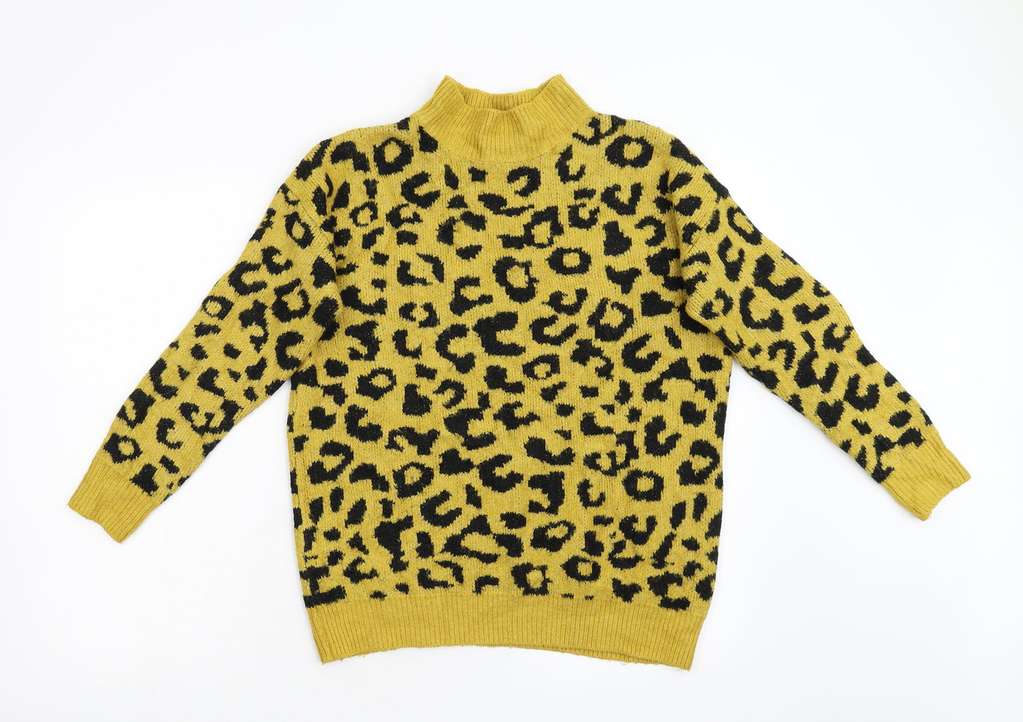 Quiz Womens Yellow Animal Print Knit Pullover Jumper Size S